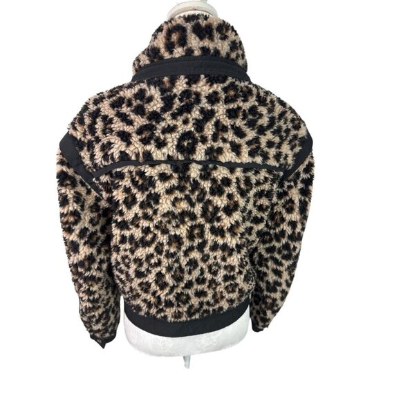 Veronica Beard Women's S Anita Fleece Faux Fur Jacket Brown Animal Crop - Picture 3 of 16